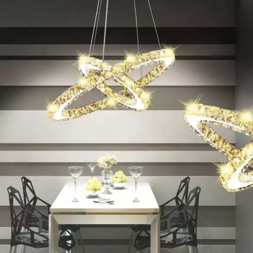 vidaXL Double Ring LED Crystal Pendant Lamp 23.6 W