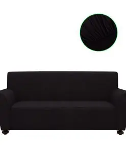 vidaXL Stretch Couch Slipcover Black Polyester Jersey