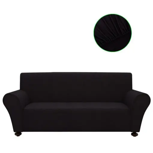 vidaXL Stretch Couch Slipcover Black Polyester Jersey