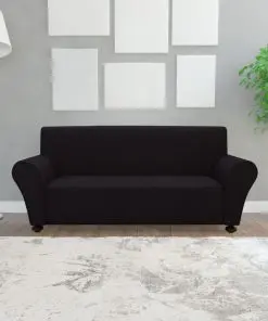 vidaXL Stretch Couch Slipcover Black Polyester Jersey