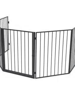 vidaXL Pet Fireplace Fence Steel Black