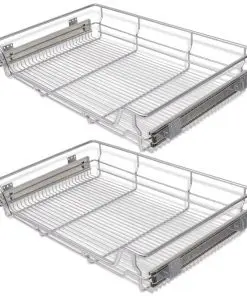 vidaXL Pull-Out Wire Baskets 2 pcs Silver 800 mm