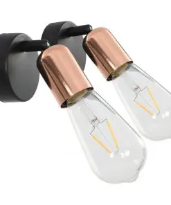 vidaXL Spot Lights 2 pcs with Filament Bulbs 2 W Black and Copper E27