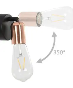 vidaXL Spot Lights 2 pcs with Filament Bulbs 2 W Black and Copper E27