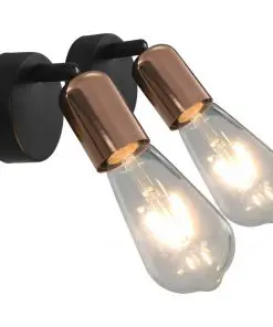 vidaXL Spot Lights 2 pcs Black and Copper E27