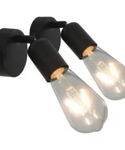 vidaXL Spot Lights 2 pcs with Filament Bulbs 2 W Black E27