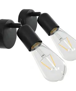 vidaXL Spot Lights 2 pcs Black E27