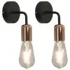 vidaXL Wall Lights 2 pcs with Filament Bulbs 2 W Black and Copper E27
