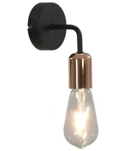 vidaXL Wall Lights 2 pcs with Filament Bulbs 2 W Black and Copper E27