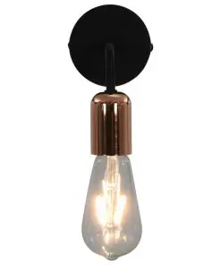 vidaXL Wall Lights 2 pcs with Filament Bulbs 2 W Black and Copper E27