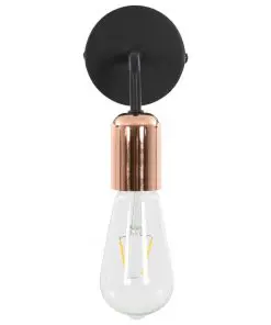 vidaXL Wall Lights 2 pcs with Filament Bulbs 2 W Black and Copper E27