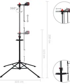 vidaXL Bike Repair Stand 103x103x(115-200) cm Steel Black