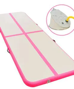 vidaXL Inflatable Gymnastics Mat with Pump 300x100x10 cm PVC Pink