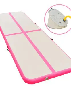 vidaXL Inflatable Gymnastics Mat with Pump 400x100x10 cm PVC Pink