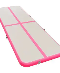 vidaXL Inflatable Gymnastics Mat with Pump 400x100x10 cm PVC Pink