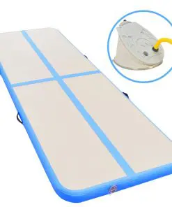 vidaXL Inflatable Gymnastics Mat with Pump 400x100x10 cm PVC Blue