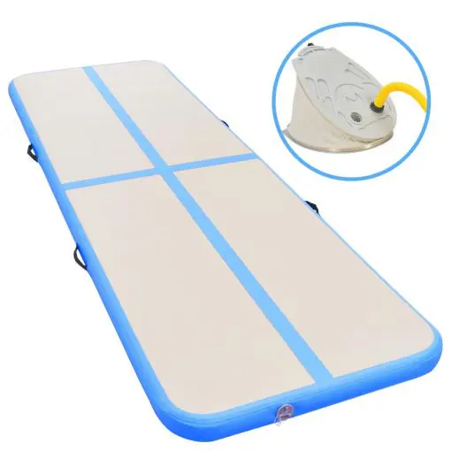 vidaXL Inflatable Gymnastics Mat with Pump 400x100x10 cm PVC Blue