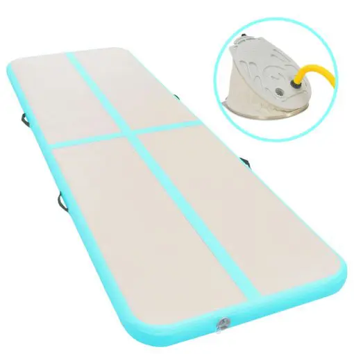 vidaXL Inflatable Gymnastics Mat with Pump 400x100x10 cm PVC Green