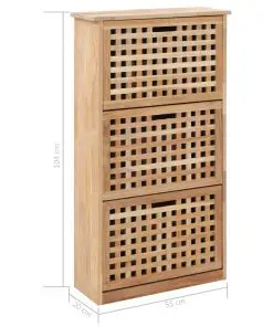 vidaXL Shoe Storage Cabinet 55x20x104 cm Solid Walnut Wood