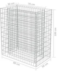 vidaXL Gabion Raised Bed Galvanised Steel 90x50x100 cm