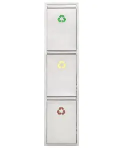 vidaXL Recycle Dustbin Silver Stainless Steel 3×8 L