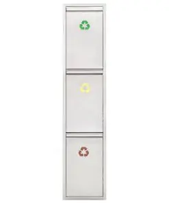 vidaXL Recycle Dustbin Silver Stainless Steel 3×15 L