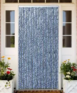 vidaXL Insect Curtain Blue, White and Silver 90×220 cm Chenille