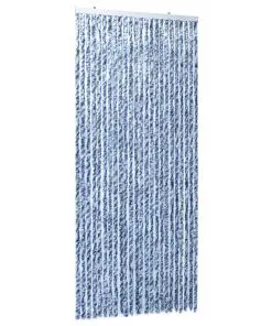 vidaXL Insect Curtain Blue, White and Silver 100×220 cm Chenille