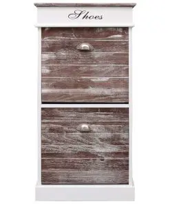 vidaXL Shoe Cabinet Brown 50x28x98 cm Paulownia Wood