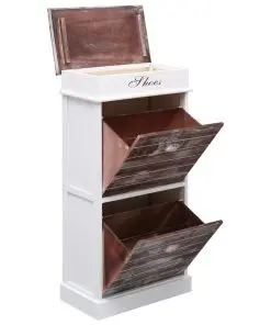 vidaXL Shoe Cabinet Brown 50x28x98 cm Paulownia Wood