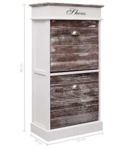 vidaXL Shoe Cabinet Brown 50x28x98 cm Paulownia Wood
