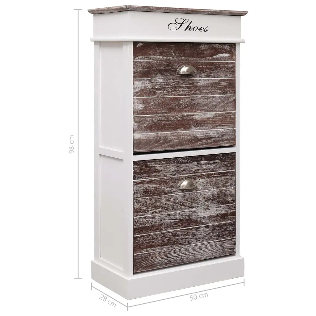 vidaXL Shoe Cabinet Brown 50x28x98 cm Paulownia Wood