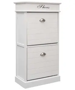 vidaXL Shoe Cabinet White 50x28x98 cm Paulownia Wood