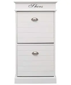 vidaXL Shoe Cabinet White 50x28x98 cm Paulownia Wood