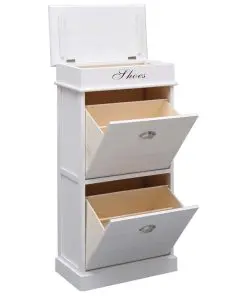vidaXL Shoe Cabinet White 50x28x98 cm Paulownia Wood