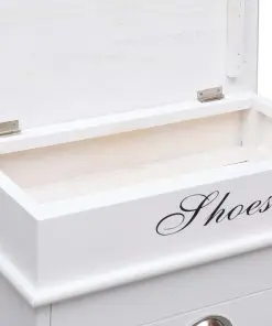 vidaXL Shoe Cabinet White 50x28x98 cm Paulownia Wood
