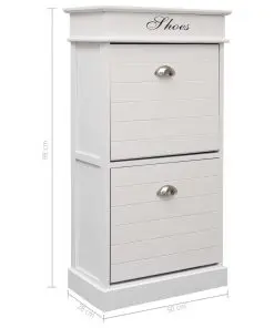 vidaXL Shoe Cabinet White 50x28x98 cm Paulownia Wood