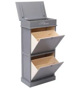 vidaXL Shoe Cabinet Grey 50x28x98 cm Paulownia Wood
