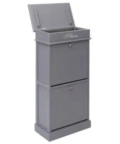 vidaXL Shoe Cabinet Grey 50x28x98 cm Paulownia Wood