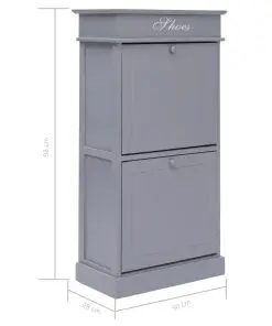 vidaXL Shoe Cabinet Grey 50x28x98 cm Paulownia Wood