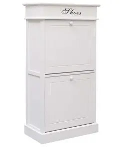 vidaXL Shoe Cabinet White 50x28x98 cm Paulownia Wood