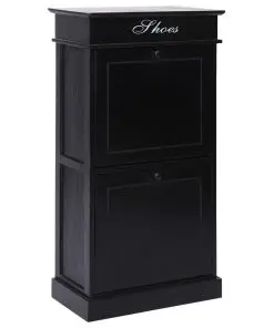 vidaXL Shoe Cabinet Black 50x28x98 cm Paulownia Wood