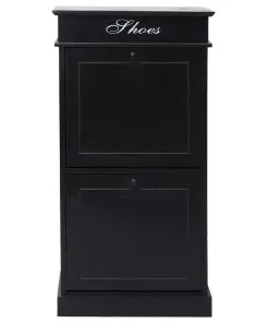 vidaXL Shoe Cabinet Black 50x28x98 cm Paulownia Wood