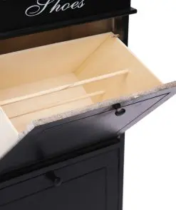 vidaXL Shoe Cabinet Black 50x28x98 cm Paulownia Wood