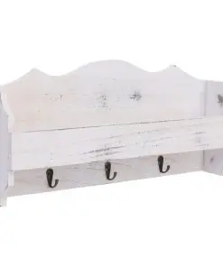 vidaXL Wall Mounted Coat Rack White 50x10x23 cm Wood