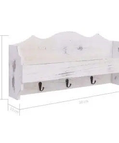 vidaXL Wall Mounted Coat Rack White 50x10x23 cm Wood