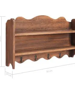 vidaXL Wall Mounted Coat Rack Brown 50x10x30 cm Wood
