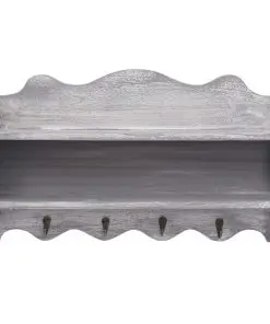 vidaXL Wall Mounted Coat Rack Grey 50x10x30 cm Wood