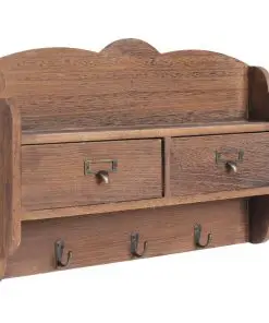 vidaXL Wall Mounted Coat Rack Brown 50x10x34 cm Wood