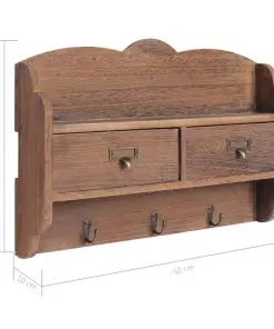 vidaXL Wall Mounted Coat Rack Brown 50x10x34 cm Wood